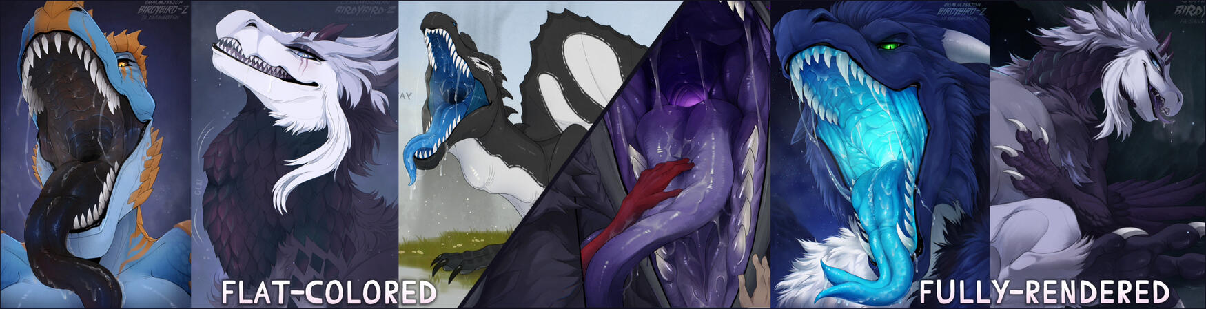 Flat colored: minimal shading and detailing. Fully-rendered: full shaded and fully detailed.